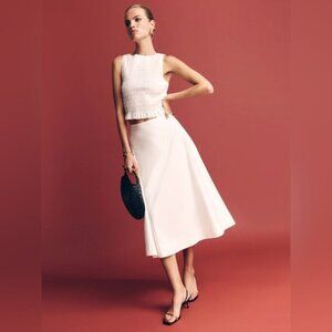 NEW Reformation Laguna Two Piece Matching Midi Skirt Set White | US 0 UK 2